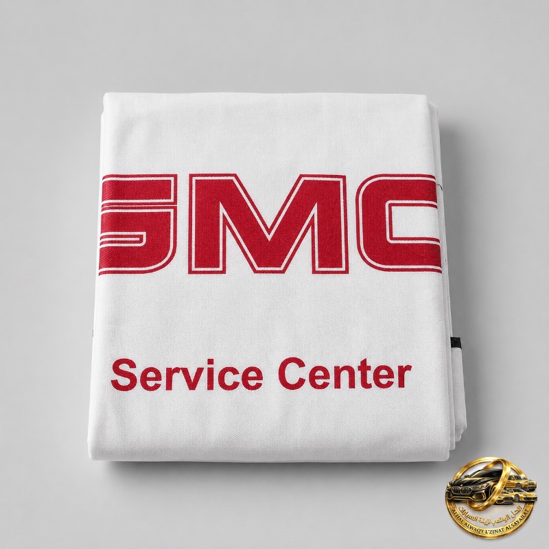 طقم أغطية مقاعد جي إم سي بتصميم GMC Service Center - أبيض (2 قطعة)